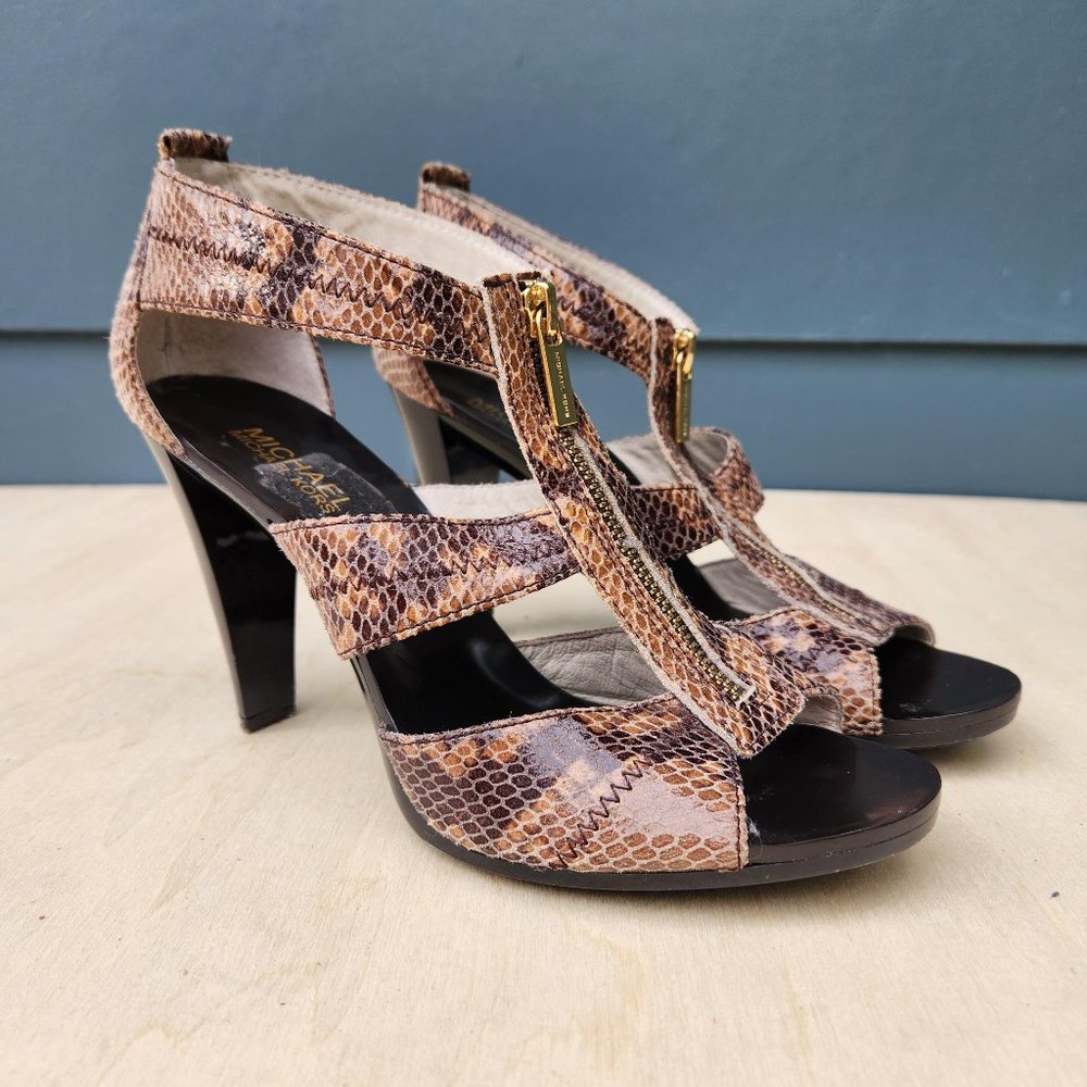 Michael Michael Kors Berkley T-Strap Python Zip U… - image 1